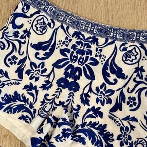 Alice + Olivia Blue and White Floral Pajama Shorts